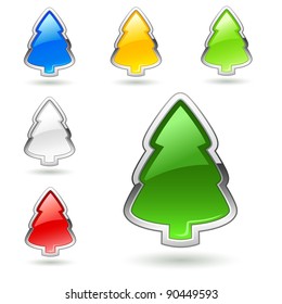 Christmas tree, web buttons set.