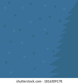 christmas tree while snowflakes fall background