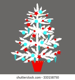 Christmas tree. White colors.