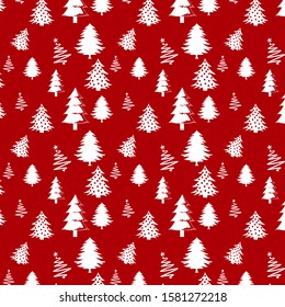 Christmas tree white design on red  background vector illustration