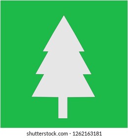 Christmas tree white and green background flat icon