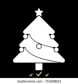 Christmas Tree white icon .