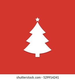 Christmas tree white silhouette. Vector illustration