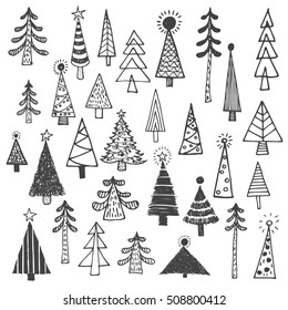 Christmas Tree White Spruce Fir Fir Tree Simple Drawing Set