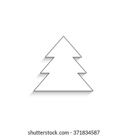 christmas tree - white vector icon with  shadow