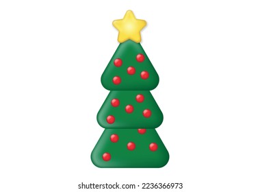 Christmas Tree whith lights 3D Icon Vector Illustration on White Background