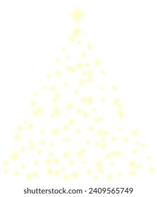 Christmas tree wiht luminous particles. Christmas tree on a real transparent background. Garland on an invisible Christmas tree. 