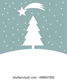 Christmas tree winter card. Vector illustration