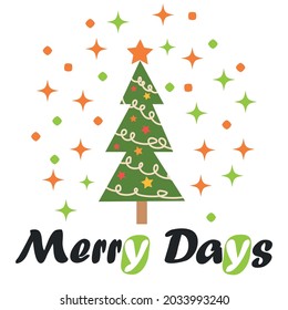 Christmas tree, winter celebration postcard for season greetings holidays and new year