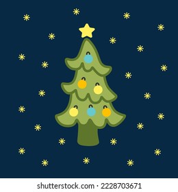 Christmas tree, winter colorful cartoon isolated on white background. Set of cartoon fir trees, pine trees for greeting card, invitation, banner, web. New Year and Christmas traditional symbolic tree