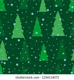 Christmas tree, winter holiday decoration,green pine seamless pattern in geometric style.