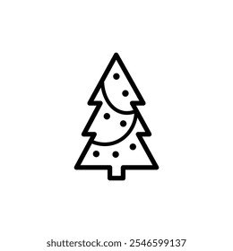 Christmas tree. Winter holiday vector icon with editable stroke line.