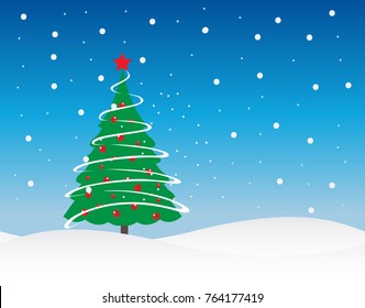 Christmas Tree Winter Holiday Vector Illustration