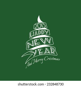 Árbol de Navidad con. letras. Ilustración vectorial.