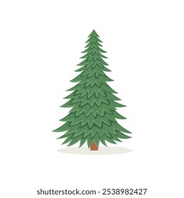 Christmas tree without decorations isolated on white background. Decorations with balls and garlands. Vector illustration. For New Year cards, banners, posters.