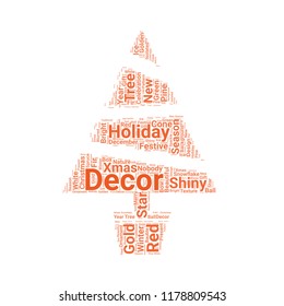 Christmas Tree word cloud vector design creative concept. Christmas Tree icon shape. Trendy vector word collection.