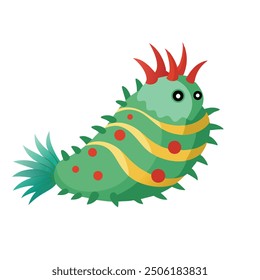 Christmas Tree Worm Animal flat vector illustration.