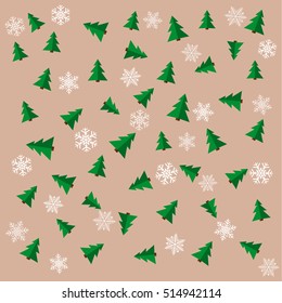 Christmas tree wrapping paper background. Vector.