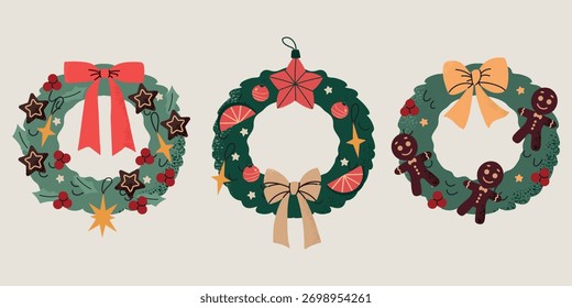 Feroz de árvore de Natal com decoração Coleção Ilustração isolada