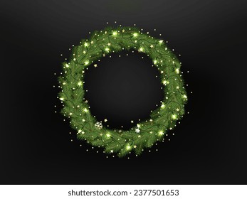 Christmas tree wreath. Merry Christmas and Happy new year card with copy space