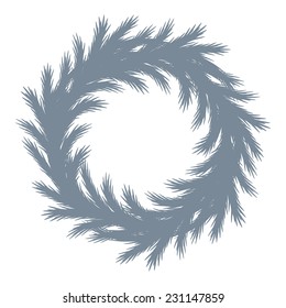 Christmas Tree Wreath Silhouette. Spruce Branches. Holiday Design.