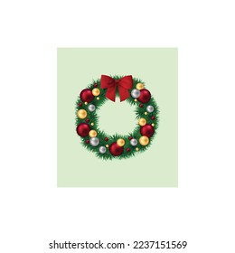 christmas tree wreath vector type icon