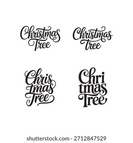 Árvore de Natal modelos escritos definido em um script de junção elegante com traços arrojados, projetado em tipografia vetorial limpo perfeito para rótulos de férias, marca festiva, cartões de saudação, projetos de inverno