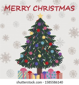 Christmas tree of Yarn texture  background vector. 