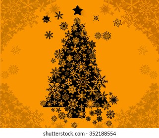 Christmas tree yellow  background