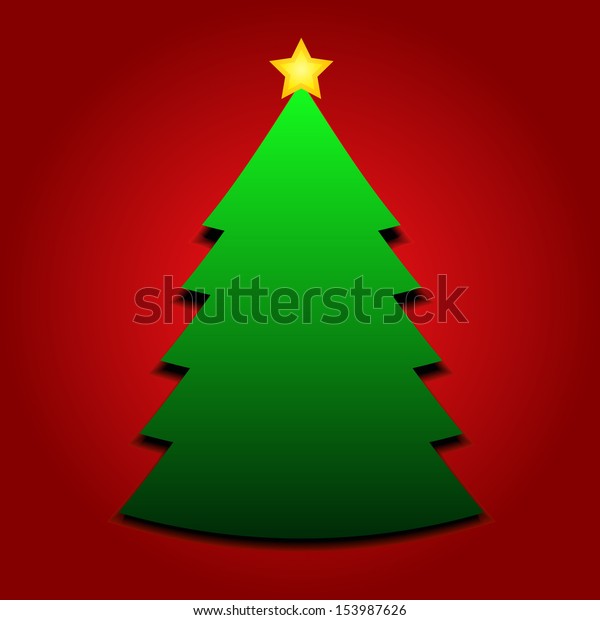 Christmas tree with\
yellow star, stock\
vector