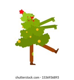 Christmas tree Zombie. Xmas and New Year vector illustration