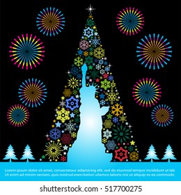 Christmas tree,Christmas Background, Happy New Year greeting card, New Year Background