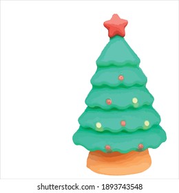 christmas tree.Christmas tree with Xmas star and balls.