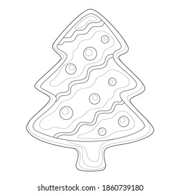 
Christmas tree.Gingerbread christmas.Coloring book antistress for children and adults.Zen-tangle style.Black and white drawing