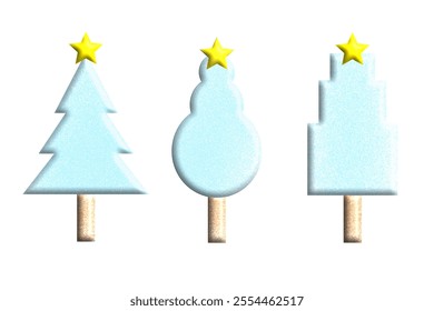 Christmas Trees - 3-D, Cute Shapes and Light Colors