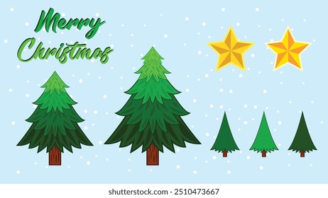 Christmas trees background with snow