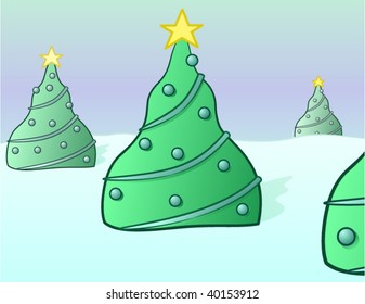 Christmas Trees Background - vector illustration