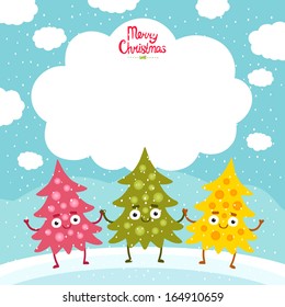 Christmas trees with bubble speech
