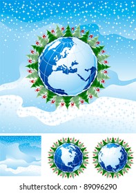 christmas trees and Candy Canes anb globe
