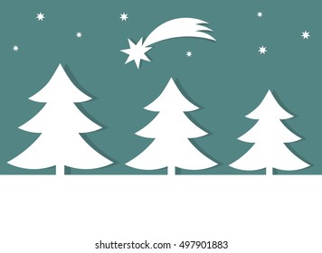 Christmas trees card. Vector illustration