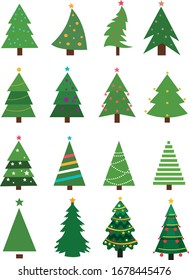 
Christmas trees collection. Set of vector Christmas trees