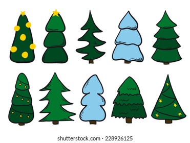 Christmas trees colored set
