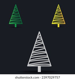 Christmas trees. Colorful vector illustration in flat cartoon style