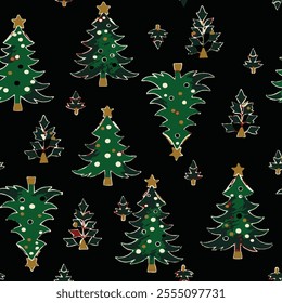 christmas trees come in various sizes and shapes. the trees are green with white, red and black round ornaments