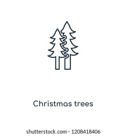 Christmas trees concept line icon. Linear Christmas trees concept outline symbol design. This simple element illustration can be used for web and mobile UI/UX.
