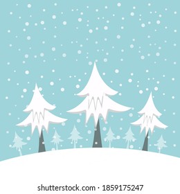 christmas trees covered with falling white snow beautiful winter forest wallpaper for design