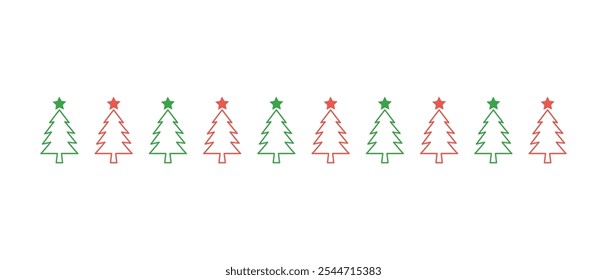 Christmas trees decorative border template isolated on white background.