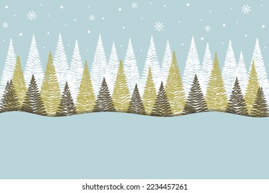 Christmas trees. Design of winter greeting card - template. Vector illustration
