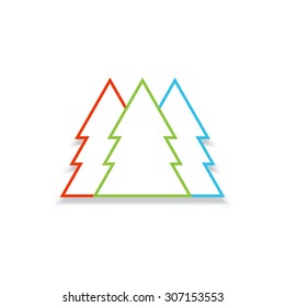 Christmas trees in different colors. Vector illustration.