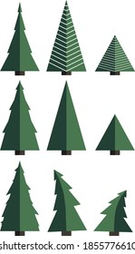 Christmas trees of different shapes and sizes